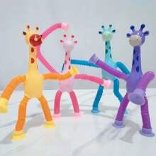1pc Retractable Giraffe Suction Cup Toy, Cartoon Creative Educational Stress Relief Toy (Colors May Vary)