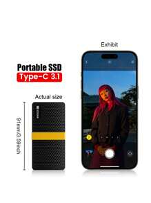 Kodak KODAK TYPE-C 3.2 PSSD Portable Solid State Drive (SSD), 128GB / 256GB / 512GB / 1TB Mini External Portable Hard Drive