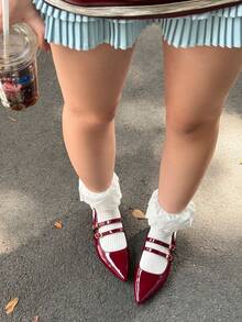 DareSee Women Red Fashionable Flat Slip-On Shoes MusicFest Y2KFest Back To School Autumn Winter Gifts - Burgundy - View 8