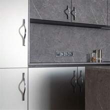 1 Pc Simple Aluminum Alloy Black Brushed Furniture Cabinet Door Handles Curved Wardrobe Drawer Cabinet Door Handle Furniture Hardware