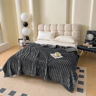 New Striped Throw Blanket, Multi-Purpose Flannel Blanket For Bedroom, Outdoor, Office, Versatile Use