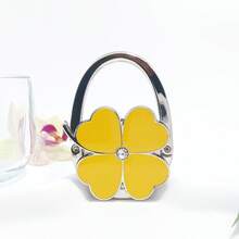 1pc Elegant Four-Leaf Clover White Foldable Handbag Hook - Fashionable Aluminum Alloy Wallet Desktop Hanger With Heart-Shaped Floral Decor, Stylish Metal Bag Stand Suitable For Fashion Accessory Lovers - Multicolor - View 16