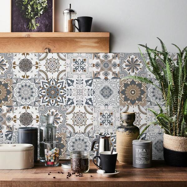 Tile Floor Sticker PVC Waterproof Self-Adhesive Living Room Toilet Kitchen Home Floor Decor Wall Sticker