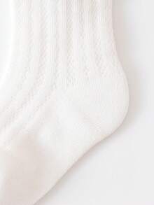 3 pares de nuevos calcetines para niños con volantes, calcetines de malla transpirable con textura hueca de estilo versátil Ins para niñas pequeñas - Blanco - Ver 3