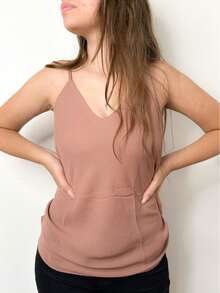 Women's Tank Top With Adjustable Straps Basic Crepe Strappy Top - Rosa Oxidada - Ver 4