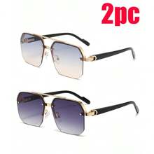 1pc Men's Fashion Cross-Border Double-Bridge Pilot Fashion Glasses, New Style Cycling/Driving Rectangular Frame, Exquisite Half-Frame Glasses