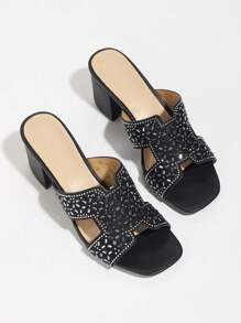 Women's Party Shoes, Wedding Shoes, Fashion Mid-Heel Sandals, Rhinestone Sandals