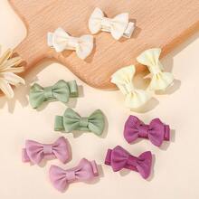 20pcs Solid Color Bowknot Full Cover Baby Hair Clips, Versatile Back To School Essentials - Multicolor - View 4