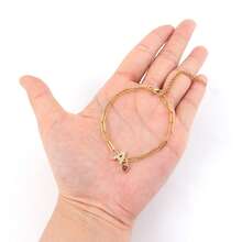 1 pieza Pulsera de acero inoxidable dorado con colgante de corazón con inicial clásica y sencilla para mujer - Amarillo Oro - Ver 3