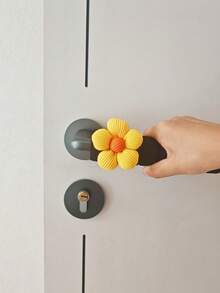 1/2PCS Small Floral Design Door Knob Cover, Black Color, Protects Wall And Door Locks From Damage, Anti-Static, Warmth-Keeping - Multicolor - View 4