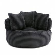 Living Room Decoration Lazy Sofa - Oversized High Back Corduroy Bean Bag Couch,Apartment Leisure Lazy Sofa,Floor Sofa For Living Room, Home Theater, Play Zone - & Non-Slip Base,Very Suitable For Bedrooms, Living Rooms, Game Rooms, Study Rooms, Offices, Or Apartments. - A-黑色(燈芯絨) - 查看 5