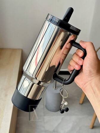 Luxury 40oz Stainless Steel Insulated Tumbler With Handle & Foldable Straw, Polished Mirror Silver & Ion Plating Rose Gold, Leak-Proof Vacuum-Sealed, Portable Travel Mug With Non-Slip Silicone Base And Charm Keychain, Perfect For Hot & Cold Beverages