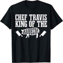 Mens Chef Travis Is King Of The Barbecue Bbq Grilling Master T-Shirt#TR Mother's Day Gifts - Black - View 1