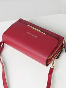 Fashion PU Crossbody Bag Flap Shoulder Bag Women's Stylish Handbag Phone Purse & Wallet Wallet Purse Wallet For Women - Burgundy - View 5