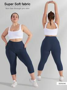 Women's Plus Size Capri Leggings High Waist Tummy Control, Stretchy Yoga Workout Pants (XL-5X) - Spandex Elastic Fit