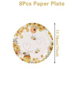 40 Peças Conjunto Descartável de Utensílios de Mesa com Tema de Abelha, Inclui 8 Pratos de Papel de 7 Polegadas e 9 Polegadas, 8 Copos de Papel, 16 Guardanapos e Talheres de Papel, Adequado para Feriados Familiares, Suprimentos para Festa de Aniversário com Tema de Abelha, Lembrancinhas de Festa - Conjunto de pratos de abelha - Visão 14