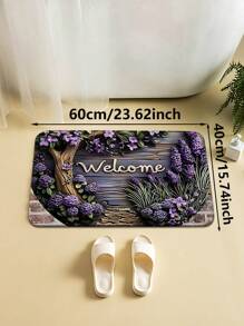 1 pieza Alfombrilla de baño de dióxido de silicio con diseño de flor de hortensia, antideslizante y cómoda, con patrón de grano de madera, adecuada para uso en interiores/exteriores en la entrada, balcón, sala de estar, lavandería y baño, alfombra de bienvenida para decoración de habitaciones, vuelta al cole