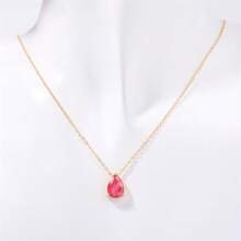 18K Gold Plated Pear-Shaped Zirconia Stainless Steel December Birthstone Necklace, Christmas, Birthday, Valentine's Day Gift