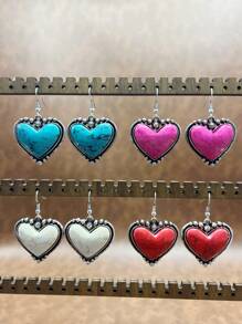 Boho Style Heart Beaded Necklace And Matching Heart Shaped Earrings, Vintage Fashion Jewelry Set For Women, Girls, Daily Outfit, Party Accessories, Jewelry, Gift For Family/Friends/Yourself