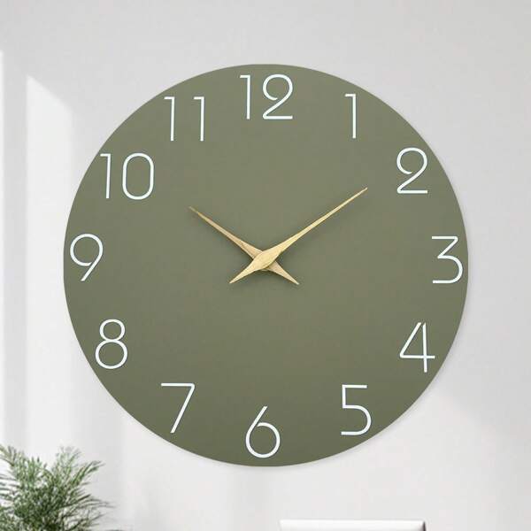 1 pieza Reloj de pared de madera minimalista gris-verde de 10 a 16 pulgadas, con movimiento de cuarzo silencioso a batería, adecuado para sala de estar, dormitorio, comedor, decoración del hogar, regalo de Navidad (batería no incluida)