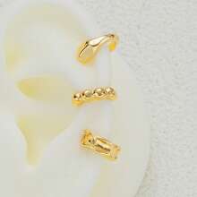 3 piezas Pendientes de clip asimétricos minimalistas de moda, joyas elegantes para uso diario, fiestas y regalos para niñas, amigos, familiares y novias, adecuados para usar todo el año