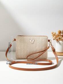 Nueva bolsa de paja de moda, bolso de hombro y cruzado para mujer, bolso de mano, monedero pequeño - Marrón - Ver 3