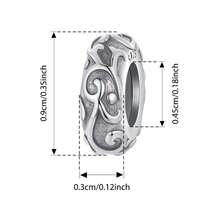 WOSTU 1pc 925 Sterling Silver Metal Round Bead Scroll Pattern Pendant, Anti-Oxidation Jewelry For Women, Compatible With Original Bracelet DIY - Silver - View 13