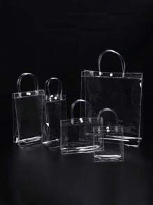 20pcs/Pack (20*20*8cm) Birthday Party Gift Bags, Transparent Reusable Waterproof Multipurpose Holiday Gift Tote Bags