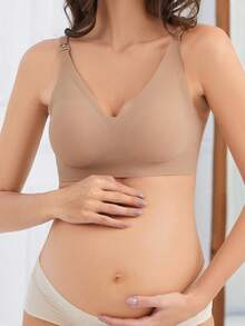 3pcs/Pack Pregnant & Nursing Bras, Front-Close Seamless Supportive Wireless Maternity Bras For All Seasons - Multicolor - View 4