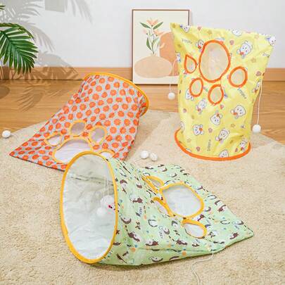 Cat Toys - Crinkle Tunnel, Wand Teaser, Scratch Pad, Cozy Bed For Cats