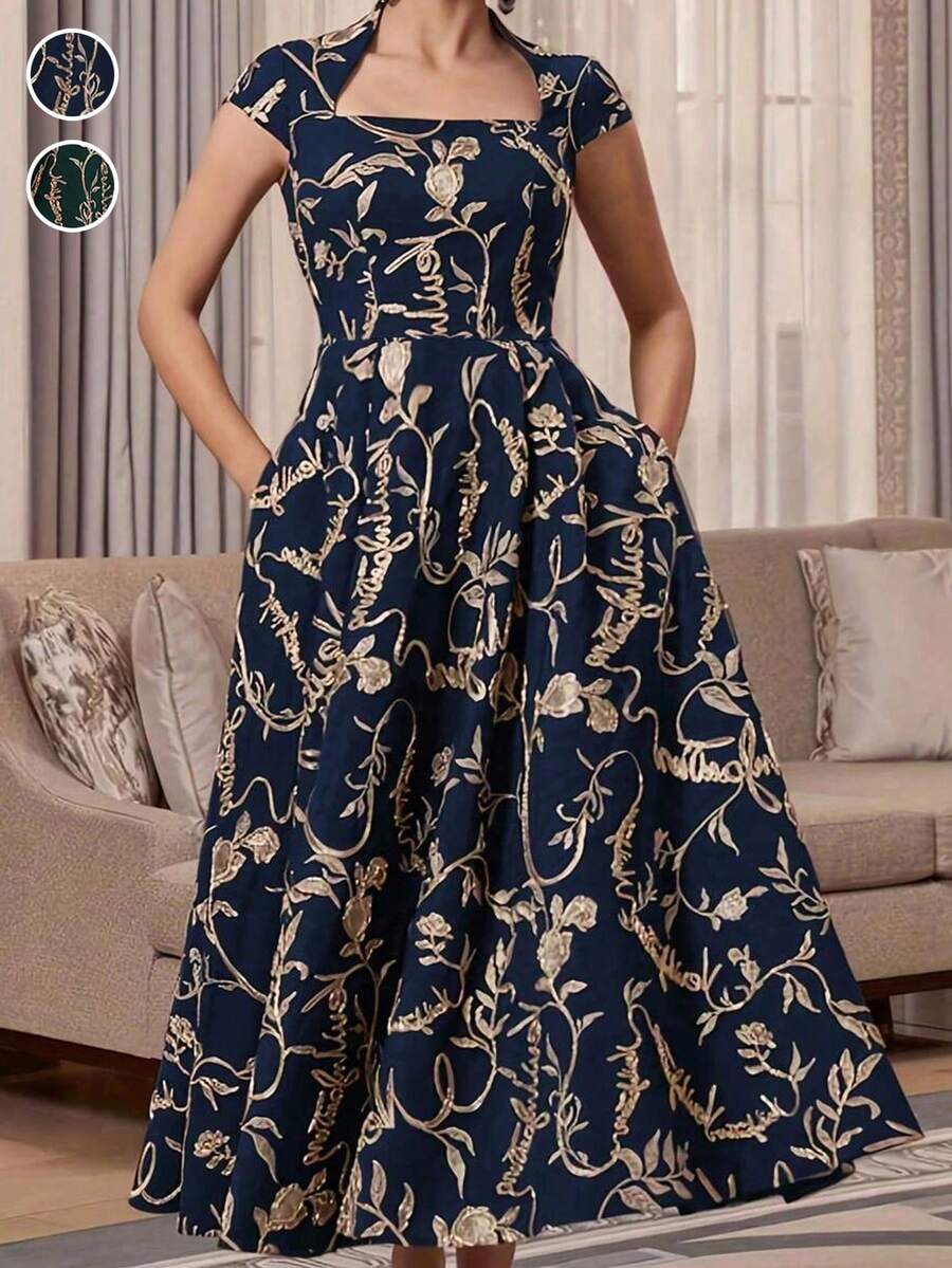 Đầm nữ cỡ lớn in họa tiết thời trang thường ngày, thích hợp cho kỳ nghỉ hè, đi nghỉ mát, kiểu dáng thanh lịch. - Nhiều màu - Xem 1