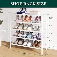 Organizador de zapatos de 3 niveles, estantería de almacenamiento de zapatos de pie de madera apilable, para entrada, puerta principal, color natural - Blanco - Ver 2