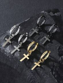 1 Pair Minimalist Plain Hoop Earrings, European American Style Copper Earrings For Men & Women, Suitable For Daily, Date, Party Wear, Holiday Gift - Multicolor - View 7