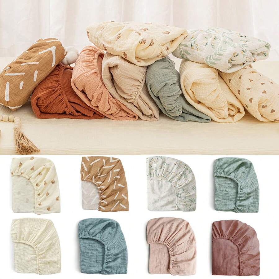 1 件婴儿摇篮床笠，透气棉布摇篮床垫，带可拆卸可洗罩，适合各种体型