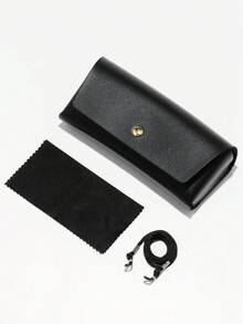 POLASUP 2pcs Men's Retro Thick Frame Glasses, Classic Korean-Japanese Student Style Square Optical Glasses With Lanyard, Computer Reading Gaming Glasses - Khung đen/tròng kính trong suốt+khung xám/tròng kính trong suốt - Xem 4