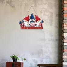 4th Of July Hanging Door Sign, Patriotic Door Hanger Rustic Star Stripe Plaque Independence Day Decorations - Dark Blue - View 2