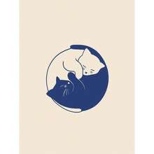 1pc/3PCS Funny Cat Dumplings Slouchy Cat Illustration Abstract Line Poster Canvas Painting Nordic Style Wall Art Picture Bathroom Home Decor Framed Cat Unframed Cat