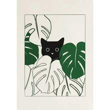 1pc/3PCS Funny Cat Dumplings Slouchy Cat Illustration Abstract Line Poster Canvas Painting Nordic Style Wall Art Picture Bathroom Home Decor Framed Cat Unframed Cat