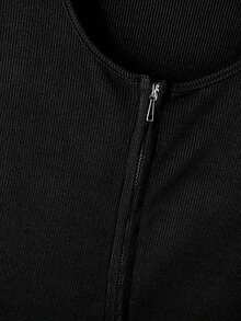 INCERUN Men Round Neck Sleeveless Zipper Summer Holiday Casual Gym Tank Tops Plain Slim Shirts T-Shirt - 黑色 - 查看 7