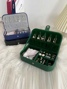 1 caixa de joias de couro portátil para pulseiras, colares, brincos, anéis, necessaire de verão para mulheres, organizador de armazenamento, presente de viagem, volta às aulas