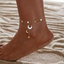 1pc/Set Classic Style Anklet Bestsellers, Includes Resin Shell, Star And Moon Pendants, Multiple Styles, Suitable For Women's Daily Wear And Party Occasions