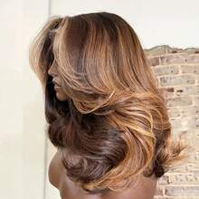 WALSDI Highlight 8-36Inch 13x6 4*4 5*5 13x4 Ear To Ear Body Wave Lace Front Wigs Human Blended Hair 200% HD Transparent Frontal Glueless Air Wigs Pre Cut Lace High Temperature Resistant Fiber Synthetic Blended Wig With Baby Hair For Women High Density Brazilian Virgin Human Blended Hair Wig - S4/27 - View 6