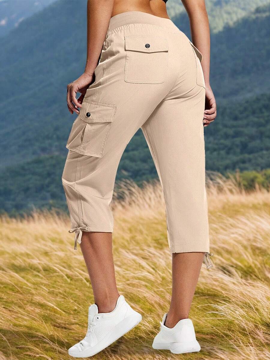Women's Cargo Capri Pants Breathable Quick Dry Lightweight Hiking Capris With 6 Pockets For Workout Casual - 卡其色 - 查看 1