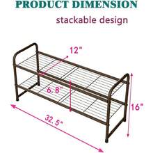 2 Tier Shoe Rack, Closet Metal Shoe Rack Organizer Heavy Duty, Stackable, Black-Cll - Bronze - View 3