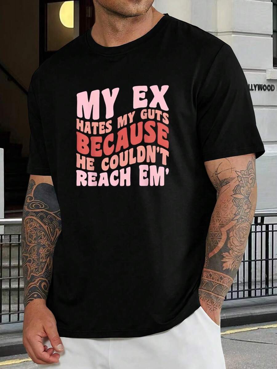 Camiseta divertida de 'Ex-me odia' - Camiseta gráfica retro para hombres y mujeres - Regalo sarcástico para el Día de San Valentín - Camiseta informal de algodón - Regalo perfecto para papá - Negro - Ver 1