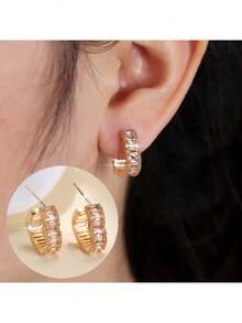 1 对简约心形精致女士耳环，百搭且