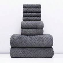 8pcs Wheat Coral Fleece Towel Set, Includes 2 Bath Towels, 2 Face Towels And 4 Hand Towels, Soft Skin-Friendly Quick Dry Absorbent Bathroom & Kitchen Towel Set Back To SchoolFor Beauty Salon Home Bathroom