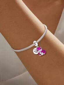 1 Pieza Encantador Colgante con Forma de Corazón y Lagarto Cuentas Compatible con Brazaletes, Pulseras y Manualidades de Joyería DIY para Niñas - Decoración de Joyería a Juego para Atuendos Diarios