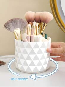 1 pieza Caja de almacenamiento giratoria para pinceles de maquillaje, soporte de escritorio redondo para delineador de cejas, lápiz, lápiz labial y pinceles, organizador de cosméticos, contenedor para pinceles adecuado para mesas de maquillaje, tocadores, escritorios, decoración de habitaciones, escritorios de oficina, organización y almacenamiento de baños