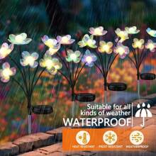 1 Peça Luz Solar para Jardim Externo, Luzes Piscantes de 6 LEDs com Formas de Vaga-lume e Flor Fada em 2 Modos, Luz Decorativa à Prova d'Água para Jardim, Adequada para Quintal, Pátio, Caminho, Gramado